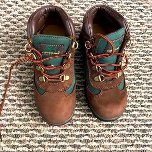 Timberland Kids Field  “beef and broccoli” hiking snow boots Brown Green sz 13.5